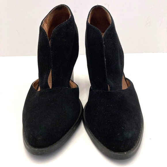 Jeffrey Campbell Free People Black Suede Ankle Booties Heels Deep V Womens 7.5